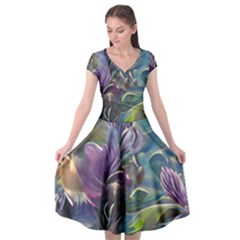 Abstract Blossoms  Cap Sleeve Wrap Front Dress by Internationalstore