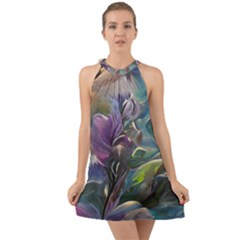 Abstract Blossoms  Halter Tie Back Chiffon Dress by Internationalstore