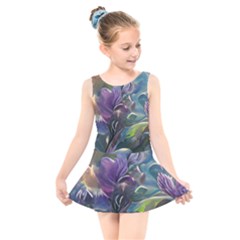 Abstract Blossoms  Kids  Skater Dress Swimsuit by Internationalstore