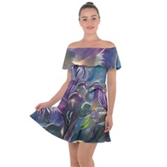 Abstract Blossoms  Off Shoulder Velour Dress by Internationalstore