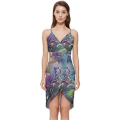 Abstract Blossoms  Wrap Frill Dress by Internationalstore