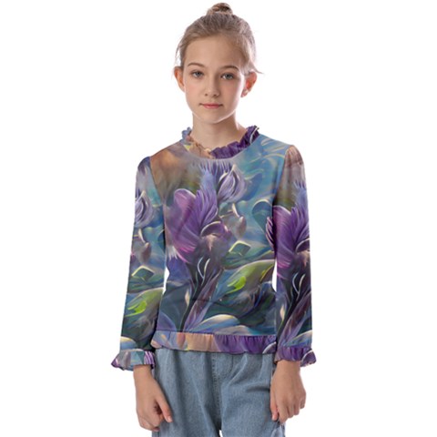 Abstract Blossoms  Kids  Frill Detail T-shirt by Internationalstore