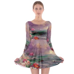 Abstract Flowers  Long Sleeve Skater Dress by Internationalstore