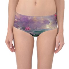 Abstract Flowers  Mid-waist Bikini Bottoms by Internationalstore