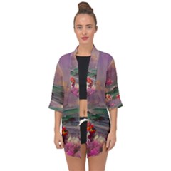 Abstract Flowers  Open Front Chiffon Kimono by Internationalstore