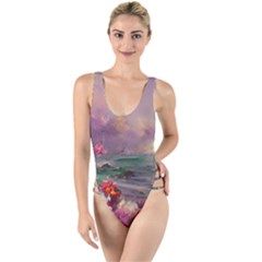 Abstract Flowers  High Leg Strappy Swimsuit by Internationalstore