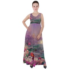 Abstract Flowers  Empire Waist Velour Maxi Dress by Internationalstore