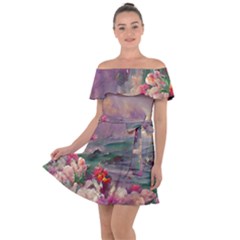 Abstract Flowers  Off Shoulder Velour Dress by Internationalstore