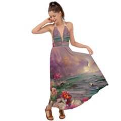 Abstract Flowers  Backless Maxi Beach Dress by Internationalstore