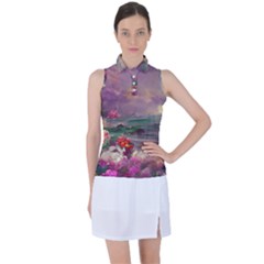 Abstract Flowers  Women s Sleeveless Polo T-shirt by Internationalstore