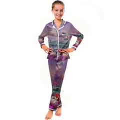 Abstract Flowers  Kids  Satin Long Sleeve Pajamas Set by Internationalstore