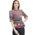 Abstract Flowers  Frill Neck Blouse View1