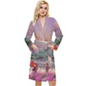 Abstract Flowers  Long Sleeve Velvet Robe View1