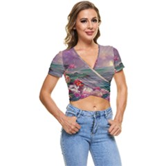 Abstract Flowers  Short Sleeve Foldover T-shirt by Internationalstore