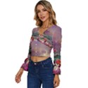 Abstract Flowers  Long Sleeve V-Neck Top View2