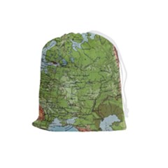 Map Earth World Russia Europe Drawstring Pouch (large) by Bangk1t