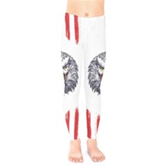 Usa Soccer T- Shirt U S A Patriotic American Flag Soccer Ball Football T- Shirt (1) Kids  Leggings by ZUXUMI