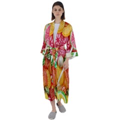 Aesthetic Candy Art Maxi Satin Kimono by Internationalstore