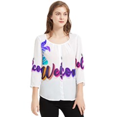 Arts Chiffon Quarter Sleeve Blouse by Internationalstore