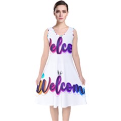 Arts V-neck Midi Sleeveless Dress  by Internationalstore