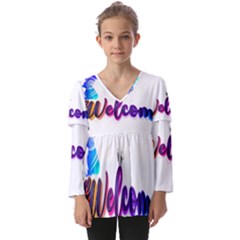 Arts Kids  V Neck Casual Top by Internationalstore