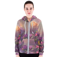 Floral Blossoms  Women s Zipper Hoodie by Internationalstore