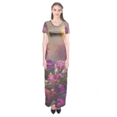 Floral Blossoms  Short Sleeve Maxi Dress by Internationalstore