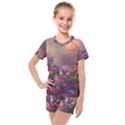 Floral Blossoms  Kids  Mesh T-Shirt and Shorts Set View1