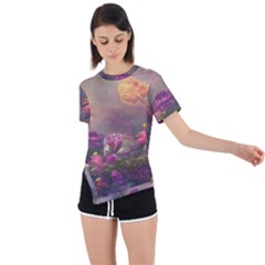 Floral Blossoms  Asymmetrical Short Sleeve Sports T-shirt by Internationalstore