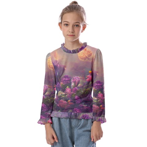 Floral Blossoms  Kids  Frill Detail T-shirt by Internationalstore