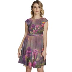 Floral Blossoms  Cap Sleeve High Waist Dress by Internationalstore