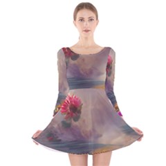 Floral Blossoms  Long Sleeve Velvet Skater Dress by Internationalstore