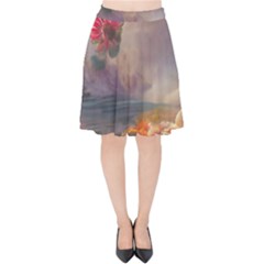 Floral Blossoms  Velvet High Waist Skirt by Internationalstore