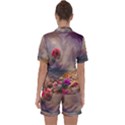 Floral Blossoms  Satin Short Sleeve Pajamas Set View2