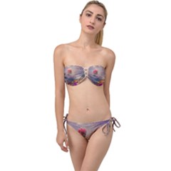 Floral Blossoms  Twist Bandeau Bikini Set by Internationalstore