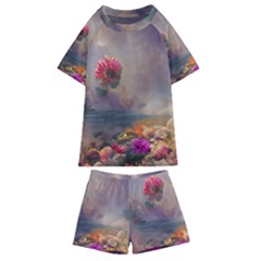 Floral Blossoms  Kids  Swim T-shirt And Shorts Set by Internationalstore