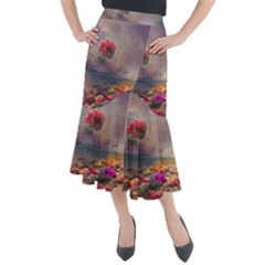 Floral Blossoms  Midi Mermaid Skirt by Internationalstore