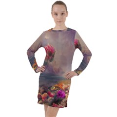 Floral Blossoms  Long Sleeve Hoodie Dress by Internationalstore