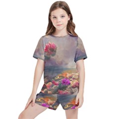 Floral Blossoms  Kids  T-shirt And Sports Shorts Set by Internationalstore