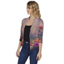 Floral Blossoms  Women s Draped Front 3/4 Sleeve Shawl Collar Jacket View2