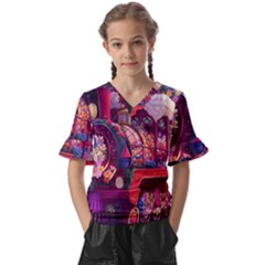 Fantasy  Kids  V-neck Horn Sleeve Blouse by Internationalstore