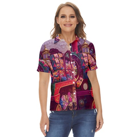 Fantasy  Women s Short Sleeve Double Pocket Shirt by Internationalstore