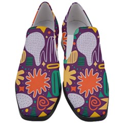 Colorful Shapes On A Purple Background Women Slip On Heel Loafers by LalyLauraFLM