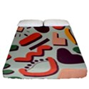 Shapes In Retro Colors On A Green Background Fitted Sheet (California King Size) View1