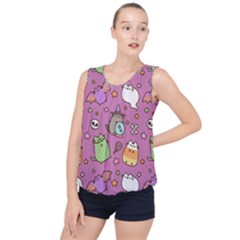 Pusheen Cat Bubble Hem Chiffon Tank Top by Pakjumat