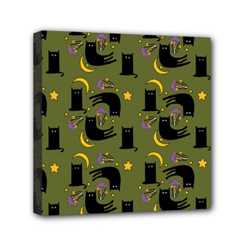 Cat Cartoon Cats Animal Pattern Mini Canvas 6  X 6  (stretched) by Pakjumat