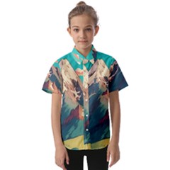 Mountain Mount Fuji Kids  Short Sleeve Shirt by Pakjumat