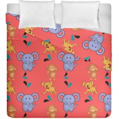 Elephant Monkey Dog Cartoon Duvet Cover Double Side (king Size) by Pakjumat