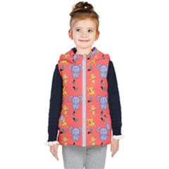 Elephant Monkey Dog Cartoon Kids  Hooded Puffer Vest by Pakjumat