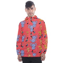 Elephant Monkey Dog Cartoon Men s Front Pocket Pullover Windbreaker by Pakjumat